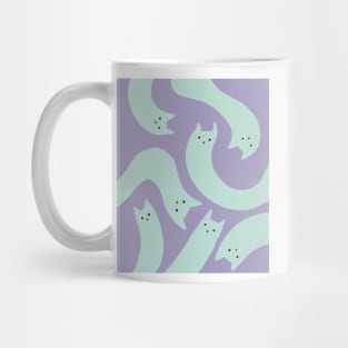 cat pattern aesthetic illustration purple mint light Mug